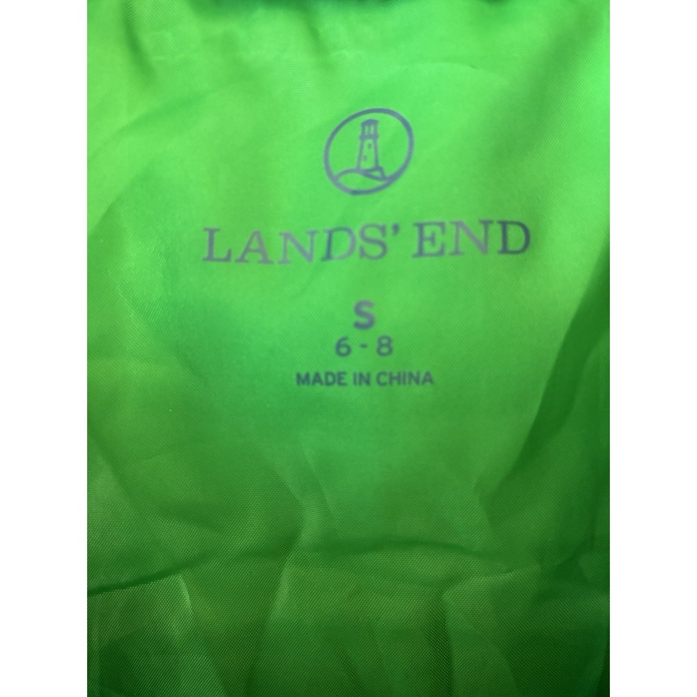 Lands End Bright Green Full Zip Puffer Vest Down Filled & Feathers Womens Small - Picture 2 of 3